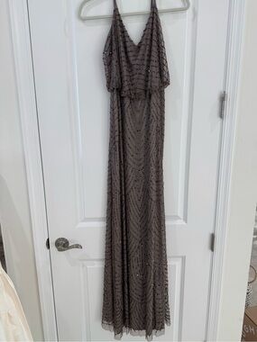 Beaded gunmetal embellished gown